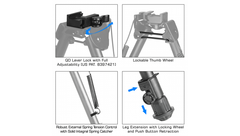 Bipod tactic QD 8"-12,4"