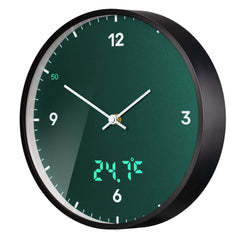 Ceas de perete Bresser MyTime LED 8020215PET000, termometru, verde inchis